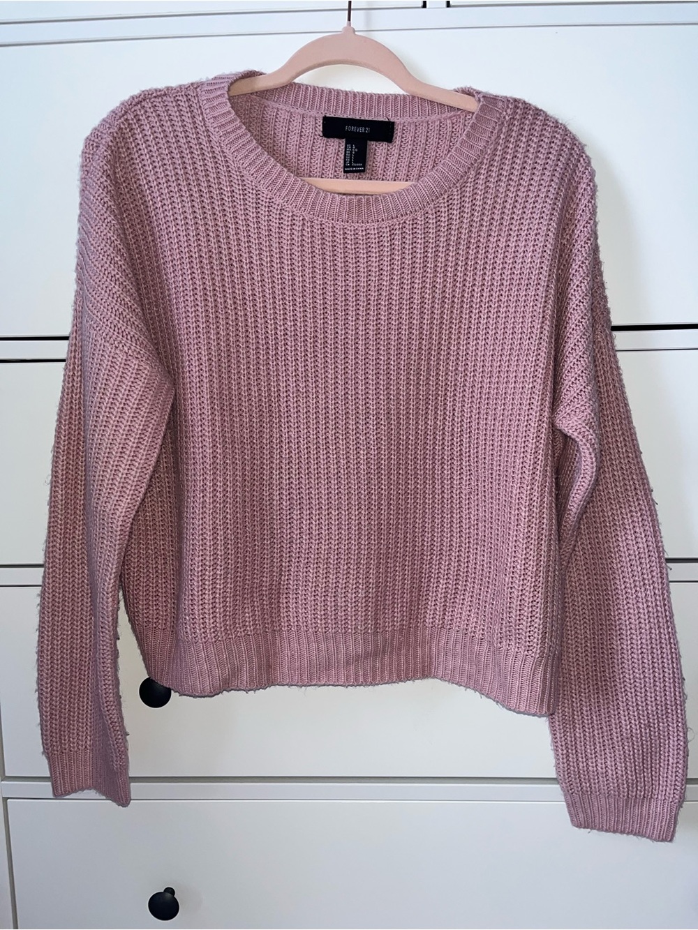 Forever 21 Dusty Rose Chunky Knit Crewneck Sweater